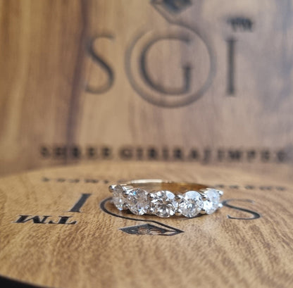 5mm 5 piece White D VVS1 Moissanite Ring With 14k Gold