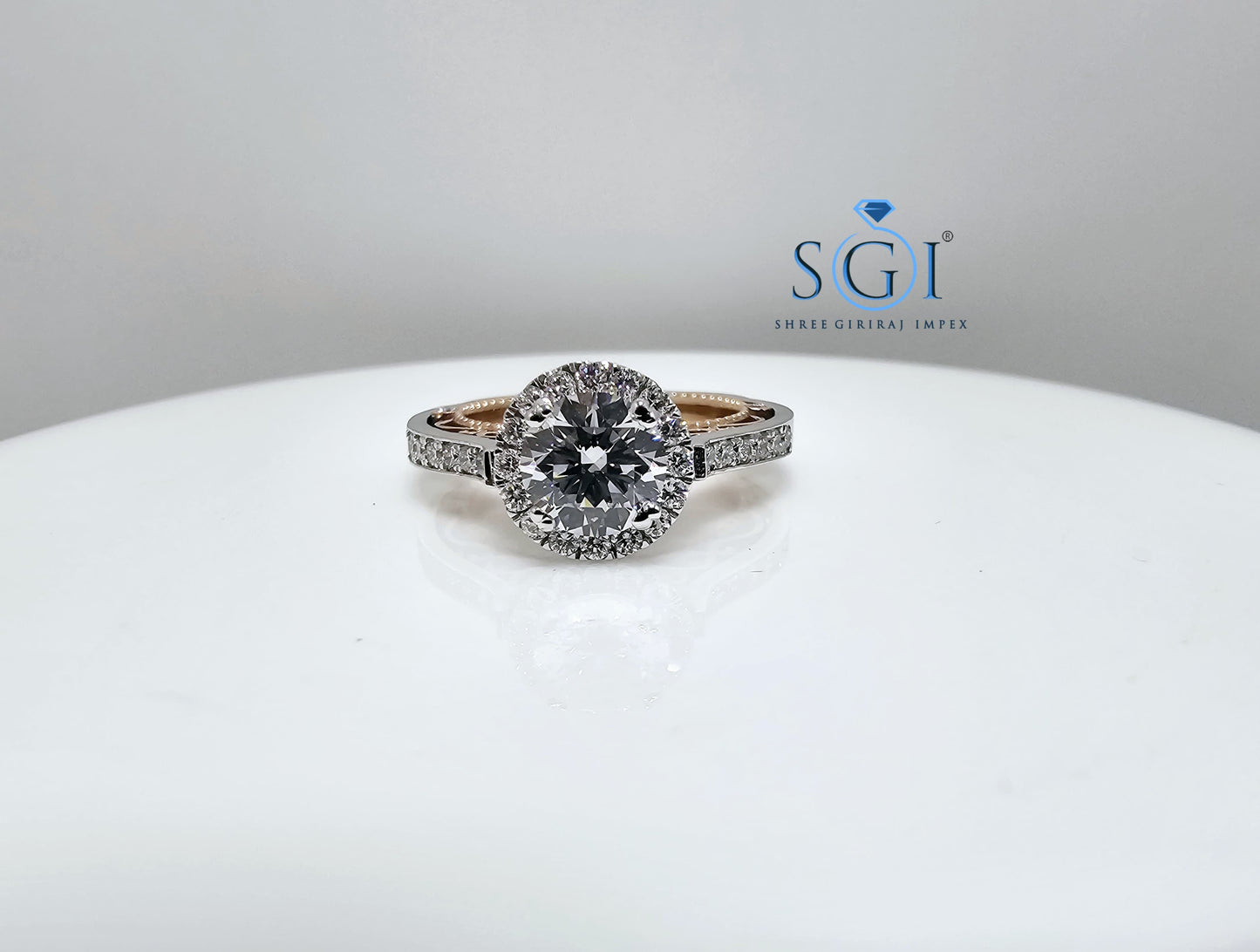2ctw EF VVS/VS Lab Diamond Engagement Ring – Four Prong Round Cut in Dual Tone Rose Gold