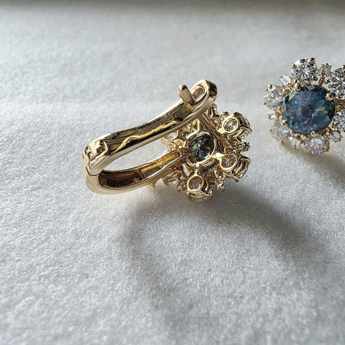 Luxury 18K Gold Earrings 2CT Portuguese Cut Moissanite Center 2.50 CTW Lab-Grown Diamond Side Stones Premium Fine Jewelry