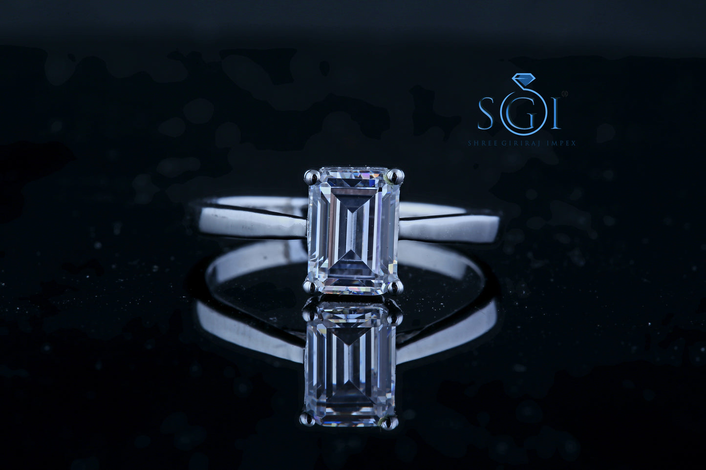 3ctw Brilliant Elong Emerald Cut D VVS1 Moissanite Diamond Solitaire Ring With White Gold Solitaire Engagement Ring