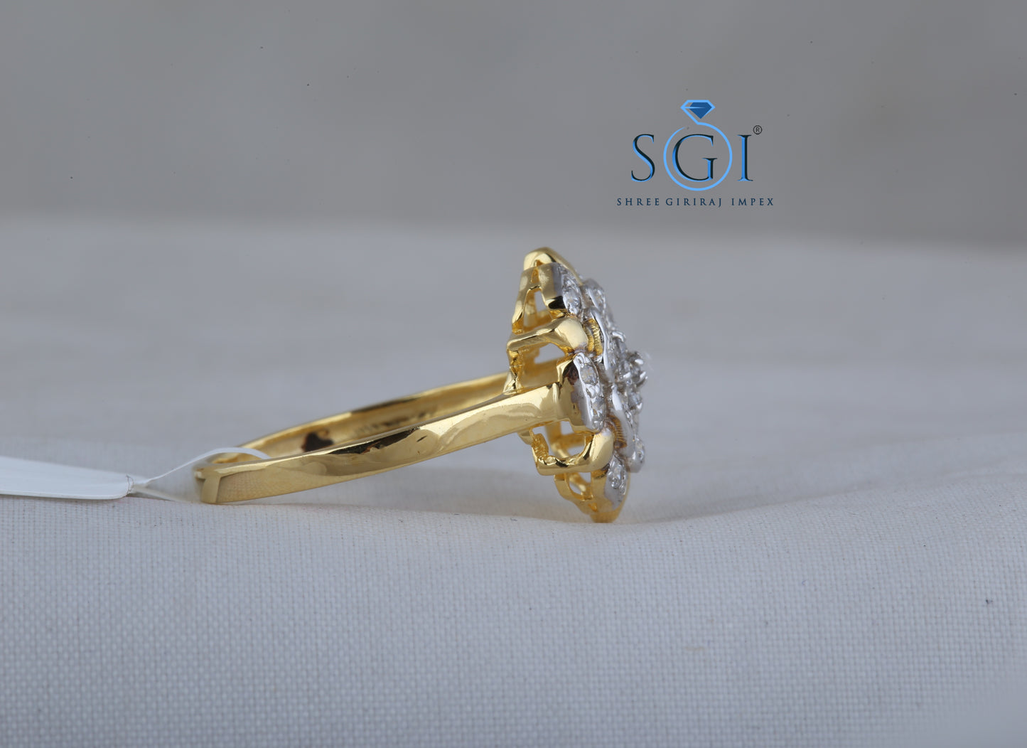 1ctw EF VVS VS Lab Grown Floral Round Cut Ladies Ring, Beautiful Flower Shape Two Tone 14K Yellow Gold Diamond Engagement Ring, Womens Party Natural Diamonds Ring