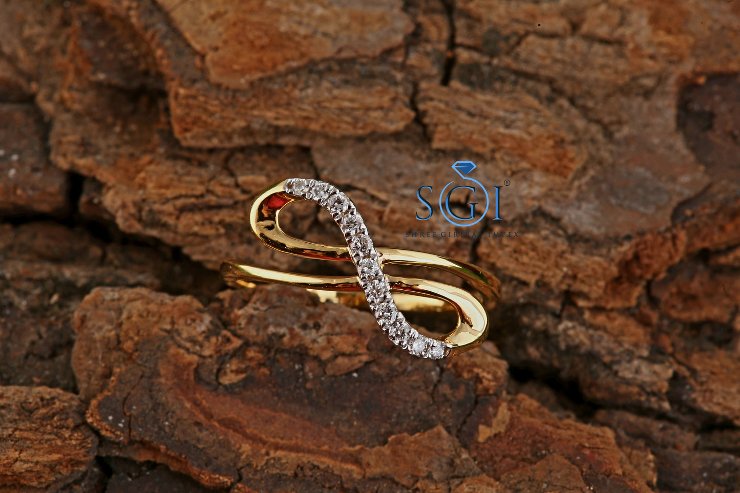 0.25ctw Round EF VVS VS Lab Grown Diamond 14K Yellow Gold Infinity Ring, Sterling Silver Infinity Ring, Infinite Love Ring, Traditional Ring Collection For Women's
