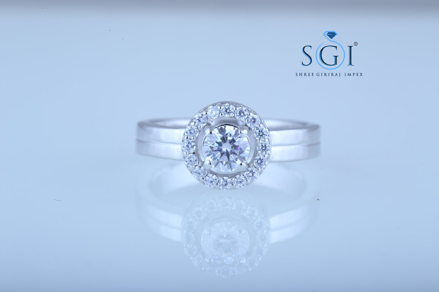 1.20ctw Round Cut Four Claw Double Halo Engagement Ring, 14K Solid White Gold Ring, Round Cut White Moissanite Diamond Ring