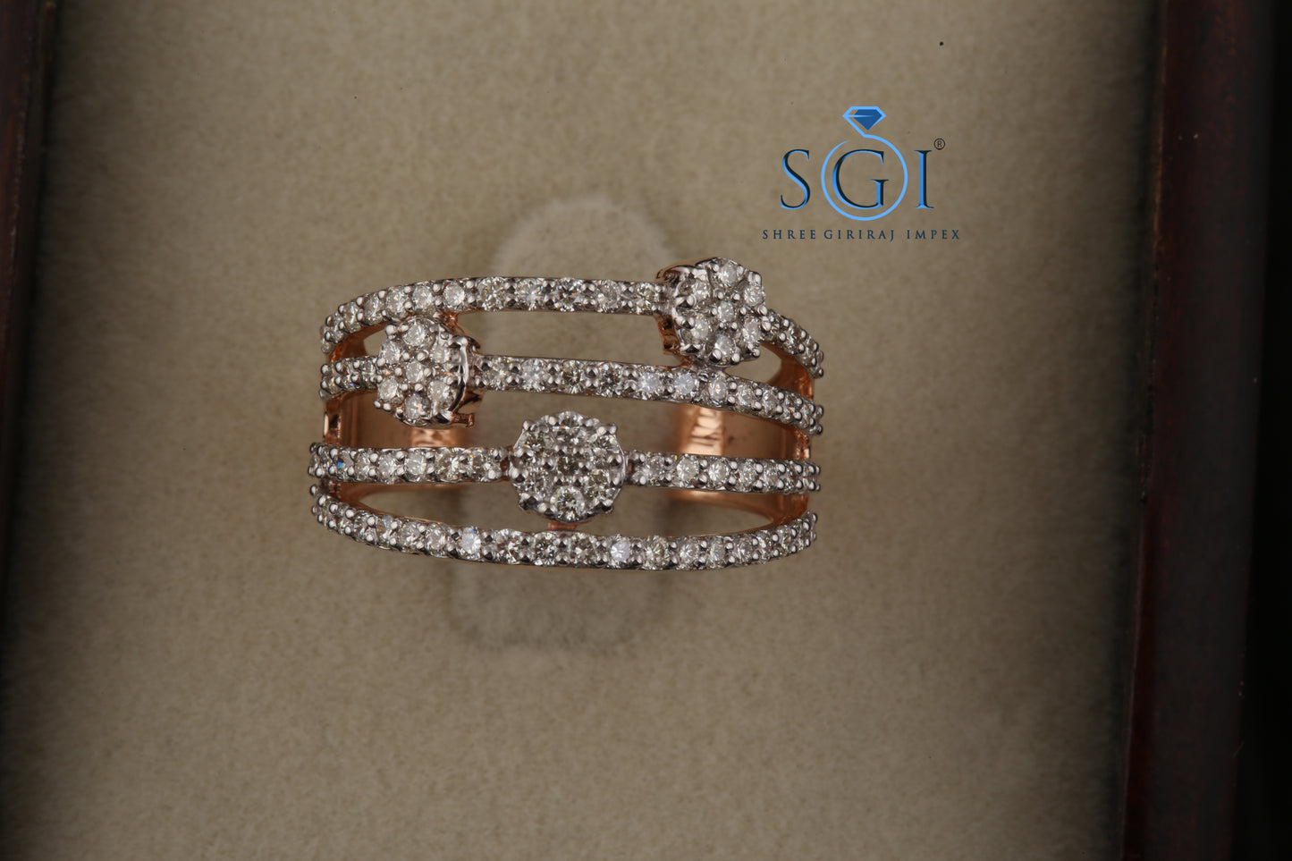 2ctw Round Cut Moissanite Multi Row Diamond Band, Multi-Row Anniversary Ring, 10K/14K/18K Rose Gold Star melle Vintage ring