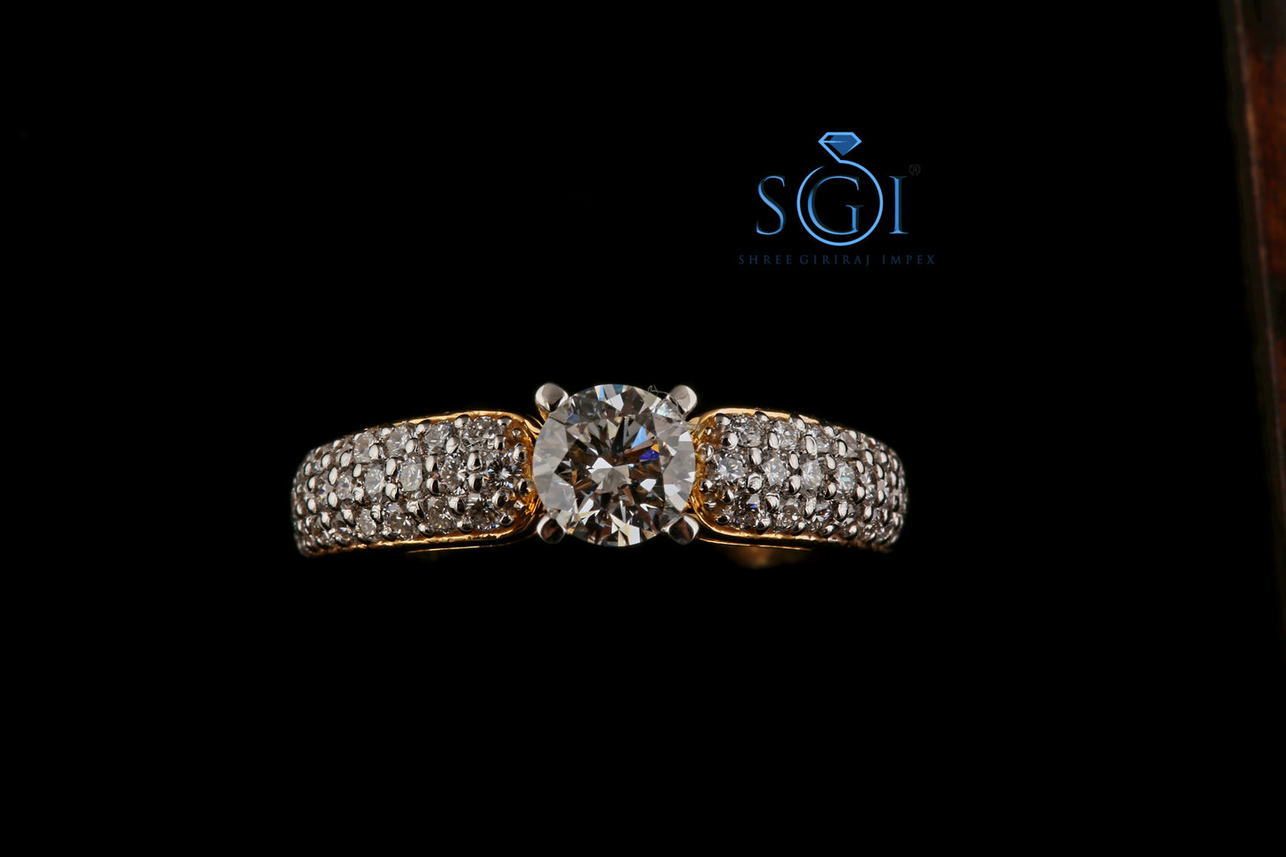 2ctw Moissanite Diamond Center Round Cut Multiple Real Diamond 14K Yellow Gold Hip Hop Diamond Ring