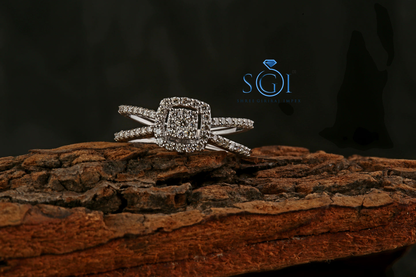 1.80ctw Round Cut Moissanite Multi Diamond Cushion Style Split Shank Ladies Party Natural 14k White Gold Diamonds Ring