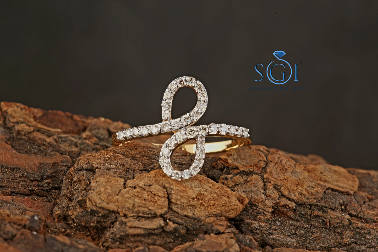 0.45ctw EF VVS VS Lab Grown 18kt Diamond Ring, Infinity 14K Yellow Gold Ring, Yellow Gold Bypass Studded Ring For Women's