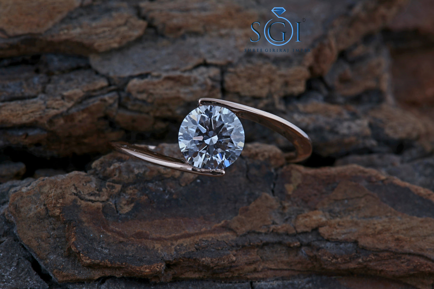 2.20ctw EF VVS VS Lab Grown Round Cut Real Diamond Engagement Ring 10k Solid Rose Gold, Modern Simple Unique Engagement Ring, Classic Wedding Rings