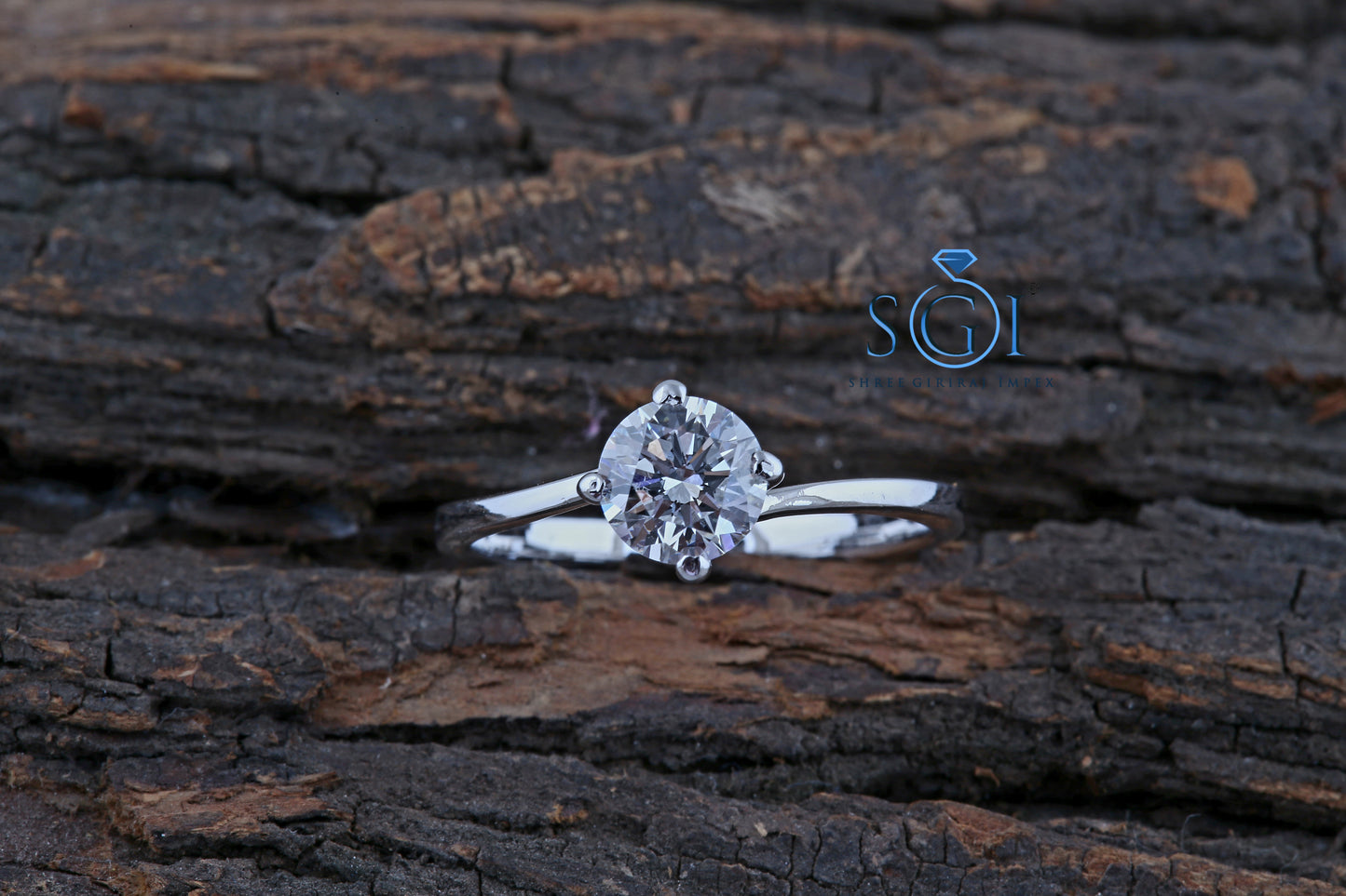 1.5ctw EF VVS VS Lab Grown Round Cut Engagement Rings for Women, White Gold, Four Prong on Plain White Gold Solitaire Diamond Ring