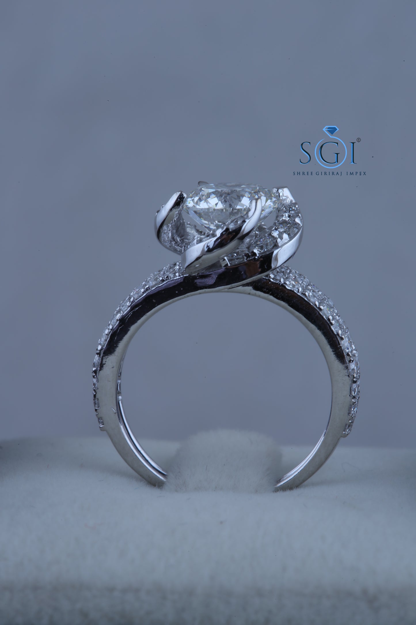 4ctw Round Cut Moissanite 14K Solid White Gold Stunning Look Bridal Ring 3-Side Stone Set Half Bezel Set Wedding Ring