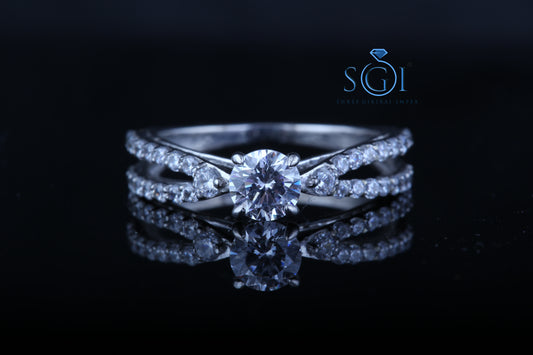 1.5ctw Round White Moissanite Diamond White Gold Ring For Engagement Wedding Ring