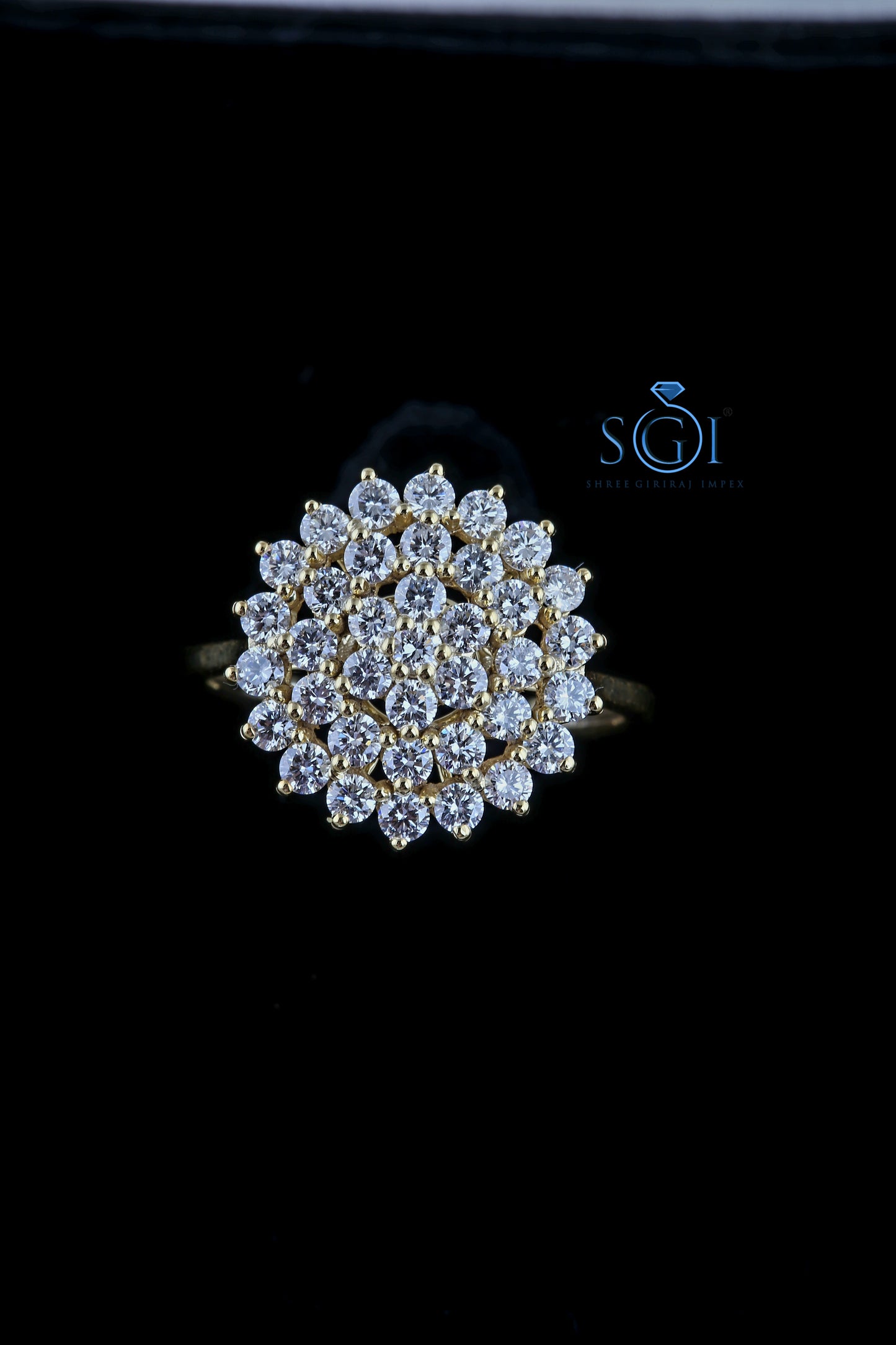 1.50ctw Moissanite Round Cut Cluster Diamond Ring, Round Moissanite Cluster Engagement Ring, Anniversary Gift Ring, Promise Bridal Proposal Ring, 14K Solid Yellow Gold