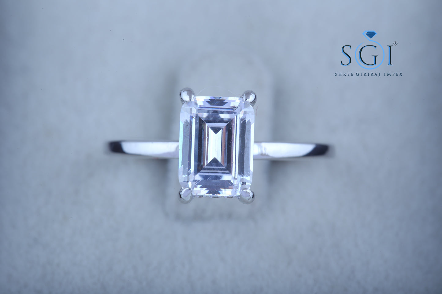 1.70ct Emerald Cut Moissanite Diamond hidden Halo White Gold Engagement Ring Wedding Ring