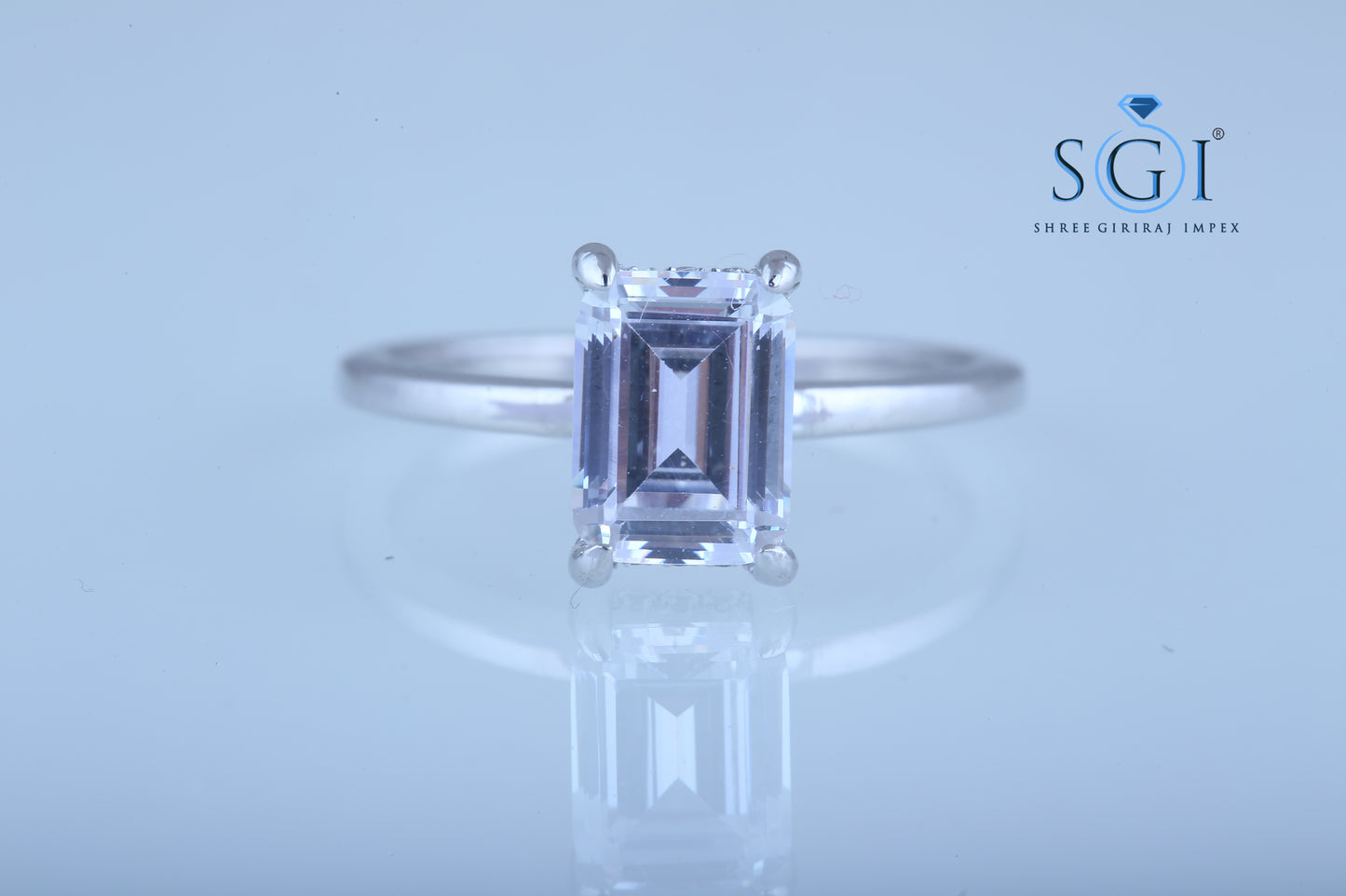 1.70ct Emerald Cut Moissanite Diamond hidden Halo White Gold Engagement Ring Wedding Ring