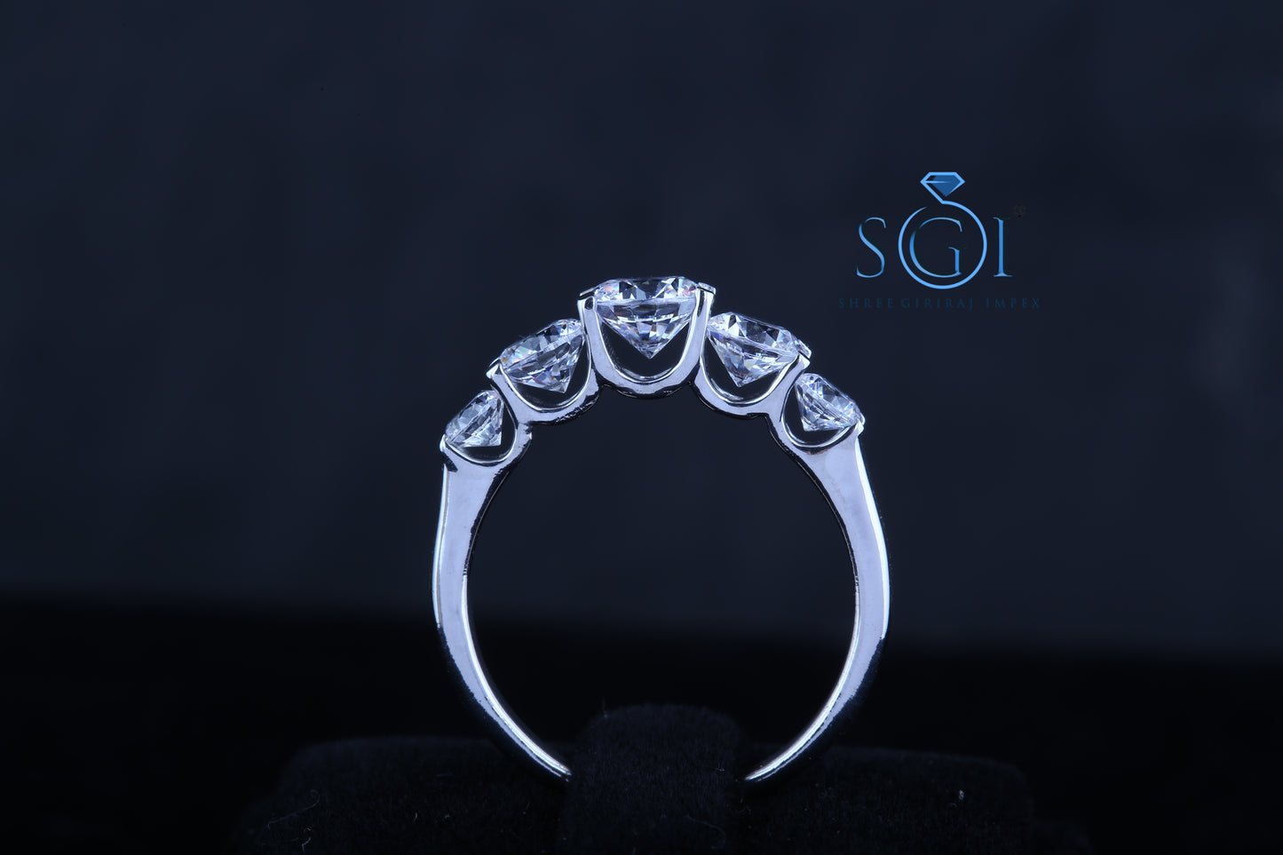 5.80 ctw Round White Moissanite Diamond Engagement five Stone Ring With White Gold Gift for her Christmas gift