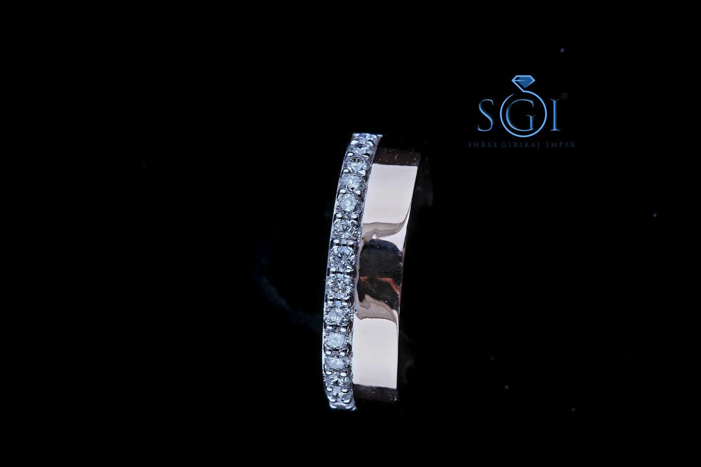 0.60ctw EF VVS VS Lab Grown Round Cut Asymmetric Half Claw Set Diamond Ring In 14K Rose Gold, Diamond Band For Womens
