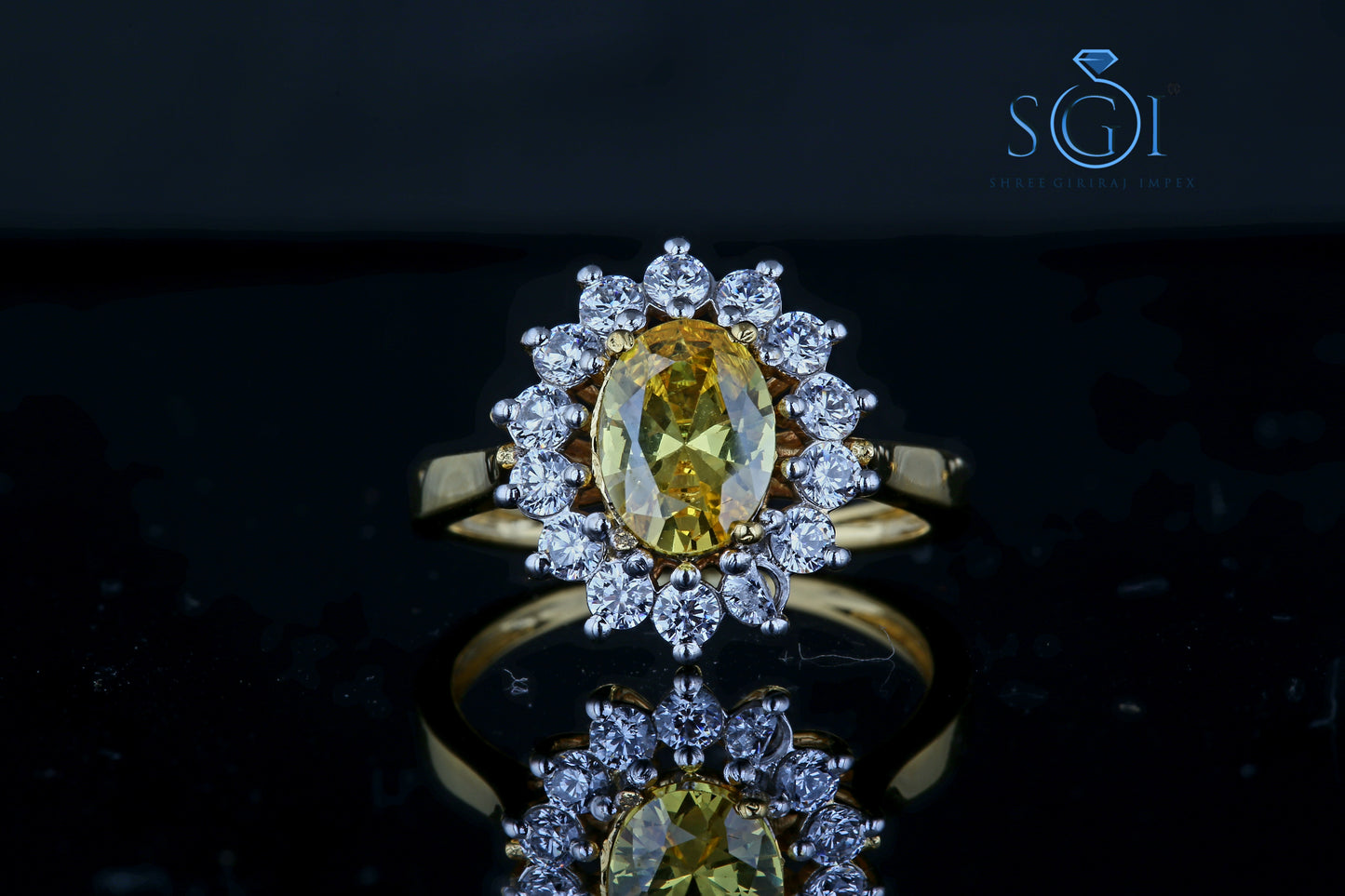 4.5ctw Moissanite Diamond Yellow Topaz Oval Cut Round Gorgeous Ring ,925 Sterling Silver Micro Plating Jewelry, Fine Ring For Women Gift