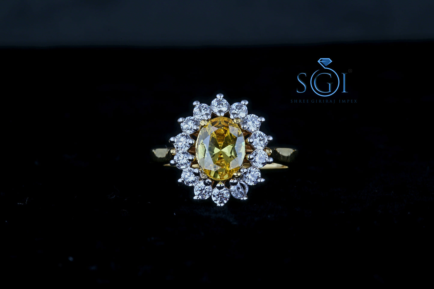 4.5ctw Moissanite Diamond Yellow Topaz Oval Cut Round Gorgeous Ring ,925 Sterling Silver Micro Plating Jewelry, Fine Ring For Women Gift
