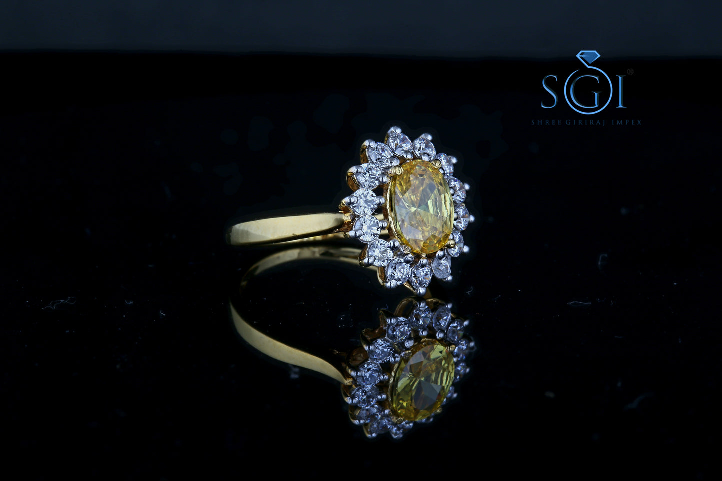 4.5ctw Moissanite Diamond Yellow Topaz Oval Cut Round Gorgeous Ring ,925 Sterling Silver Micro Plating Jewelry, Fine Ring For Women Gift