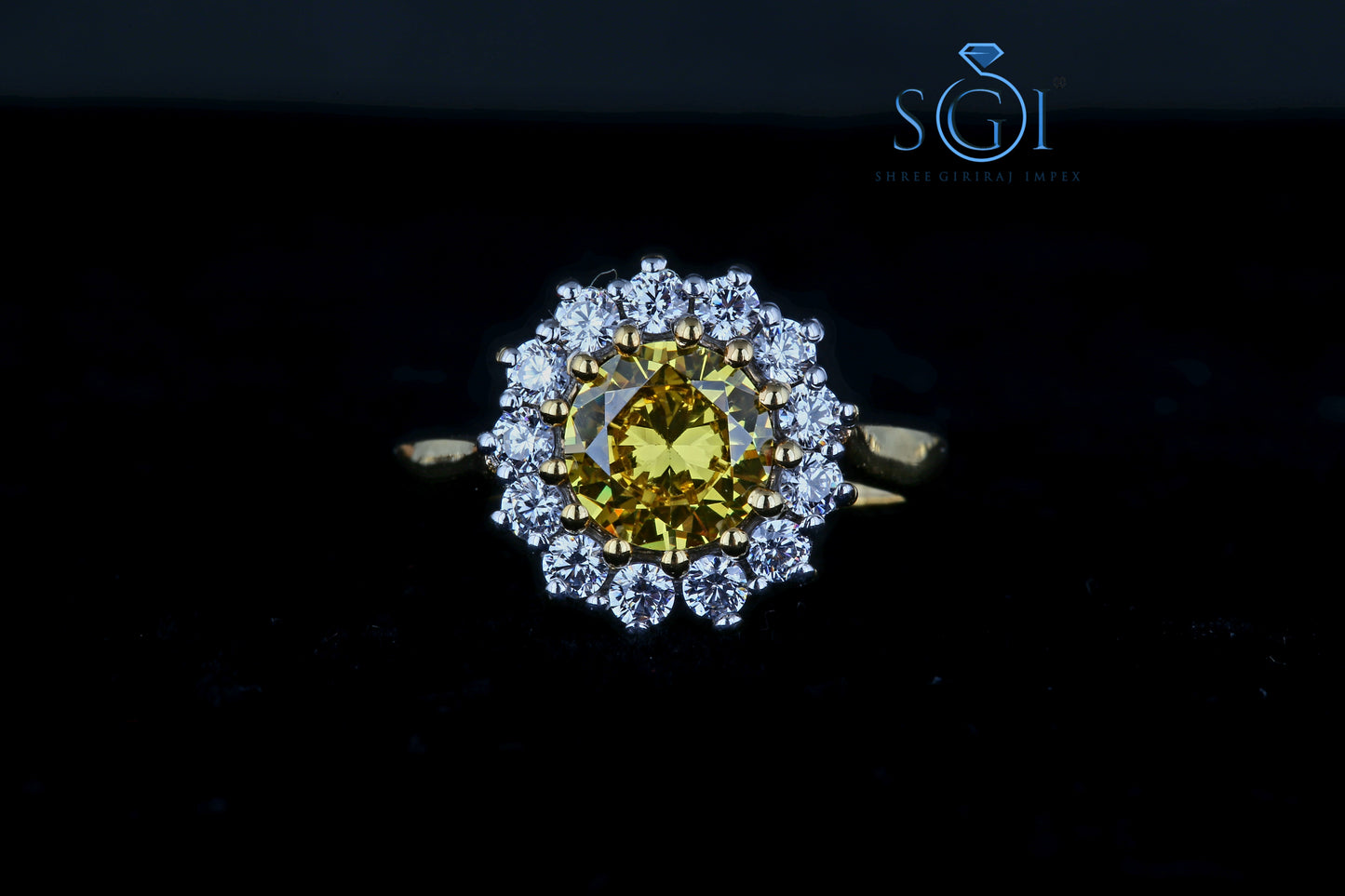 3.70ctw Moissanite Diamond Yellow Topaz Round Cut Yellow Stone Ring , Forever Ring, Sterling Silver Fancy Yellow Diamond Ring For Women