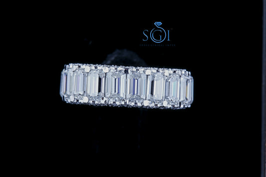 5ctw Emerald Shape Moissanite Diamond Tenis Gold Engagement Unisex Ring Wedding Ring