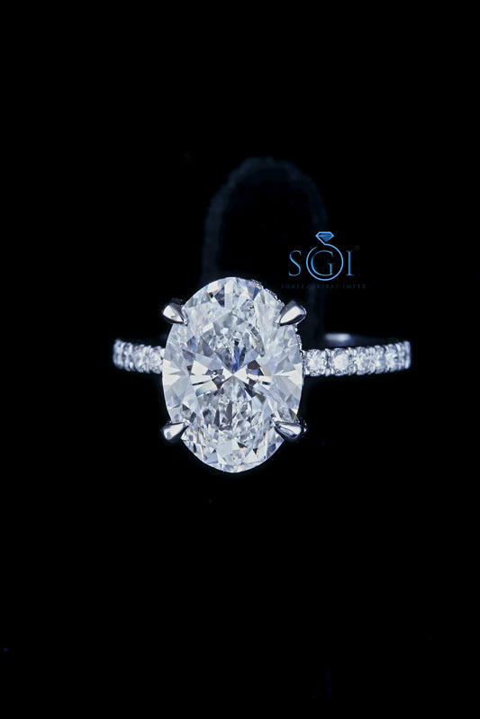 4ctw Fancy Shape Moissanite Diamond Halo Ring in White Gold Engagement Ring Wedding Ring