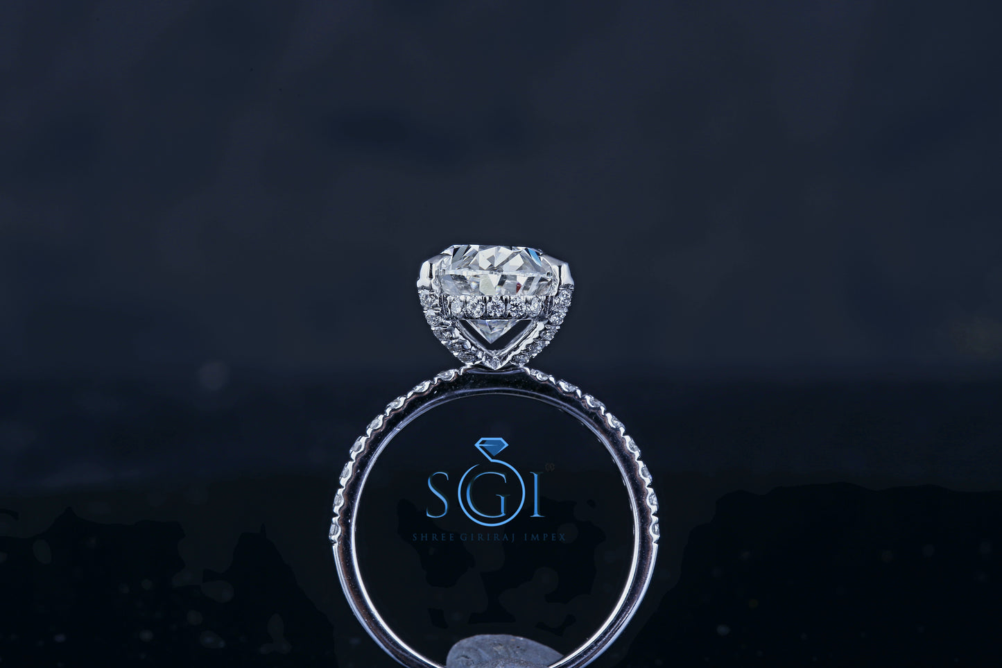 4ctw Fancy Shape Moissanite Diamond Halo Ring in White Gold Engagement Ring Wedding Ring