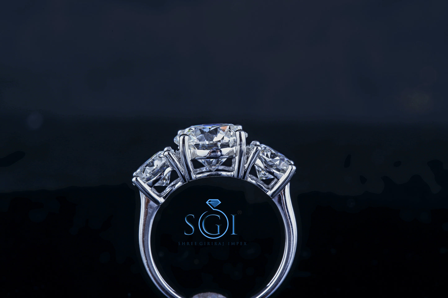 4.5ctw Round White D VVS1 Three Stone Moissanite Diamond White Gold Ring For Engagement Wedding Partywear Ring