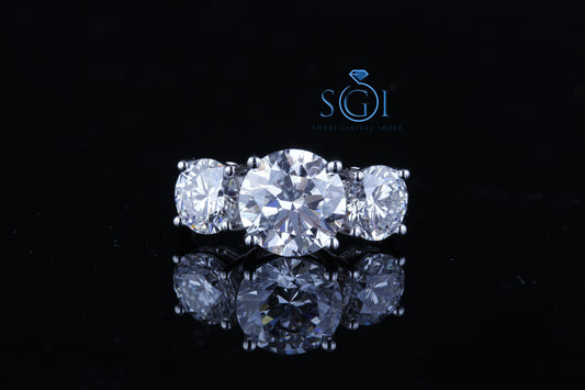 4.5ctw Round White D VVS1 Three Stone Moissanite Diamond White Gold Ring For Engagement Wedding Partywear Ring