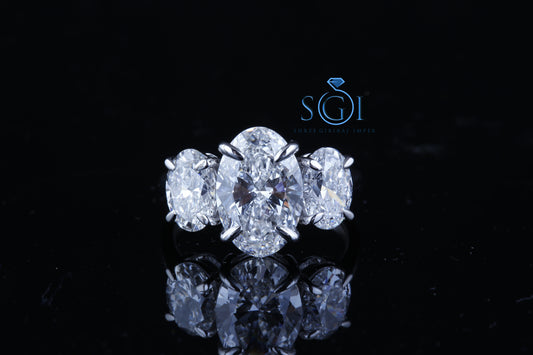 6.5ctw Oval Shape D VVS1 Moissanite Diamond Three Stone White Gold propose Ring