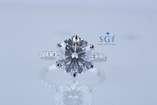 8mm Round 2.3ctw Round E VS1 Lab Grown Diamond White Gold Ring For Wedding Engagement Gift For Her Christmas gift