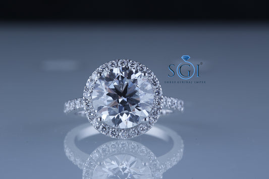 2.10ctw Round White EF VVS VS Lab Grown Diamond Halo White Gold Ring For Engagement Wedding Gifts For Her and Christmas gift
