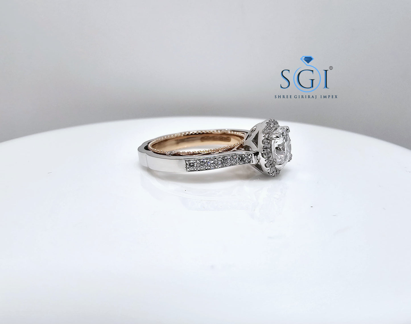 2ctw EF VVS/VS Lab Diamond Engagement Ring – Four Prong Round Cut in Dual Tone Rose Gold