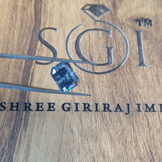 5.70ct Natural Blue color Radiant Shape Moissanite Diamond For Jewellery Settings
