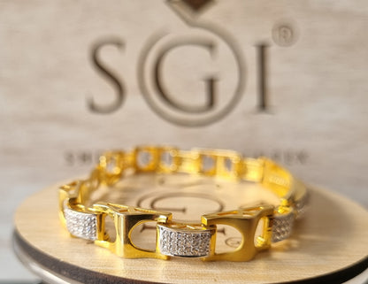 18k Yellow Gold Man's Bracelet  With Moissanite Diamond