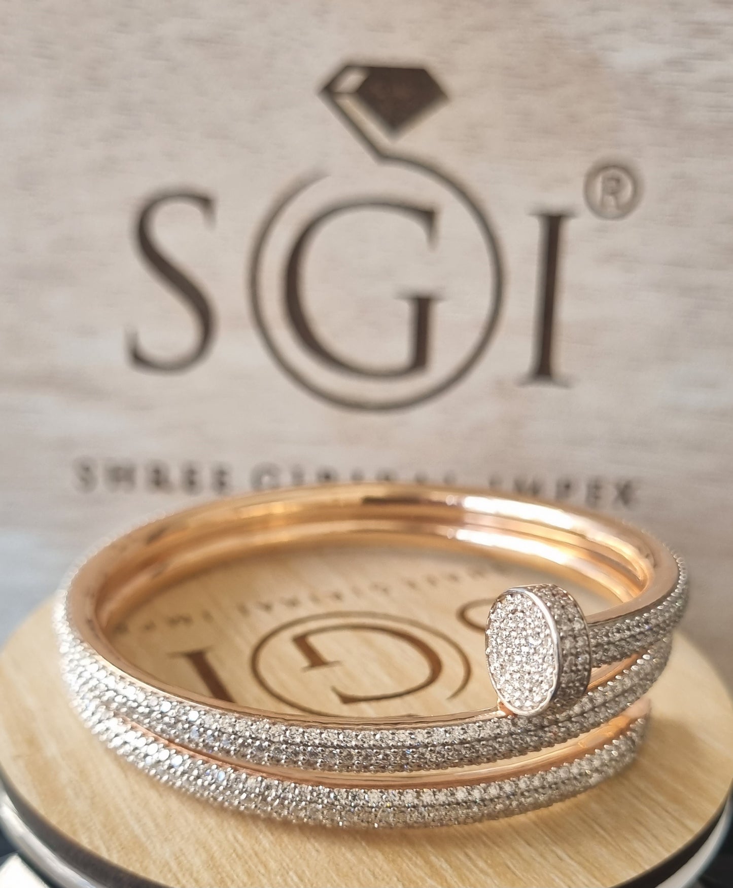 41 gm 14 k Rose Gold Bracelet with 13 ct Round White Moissanite Diamond
