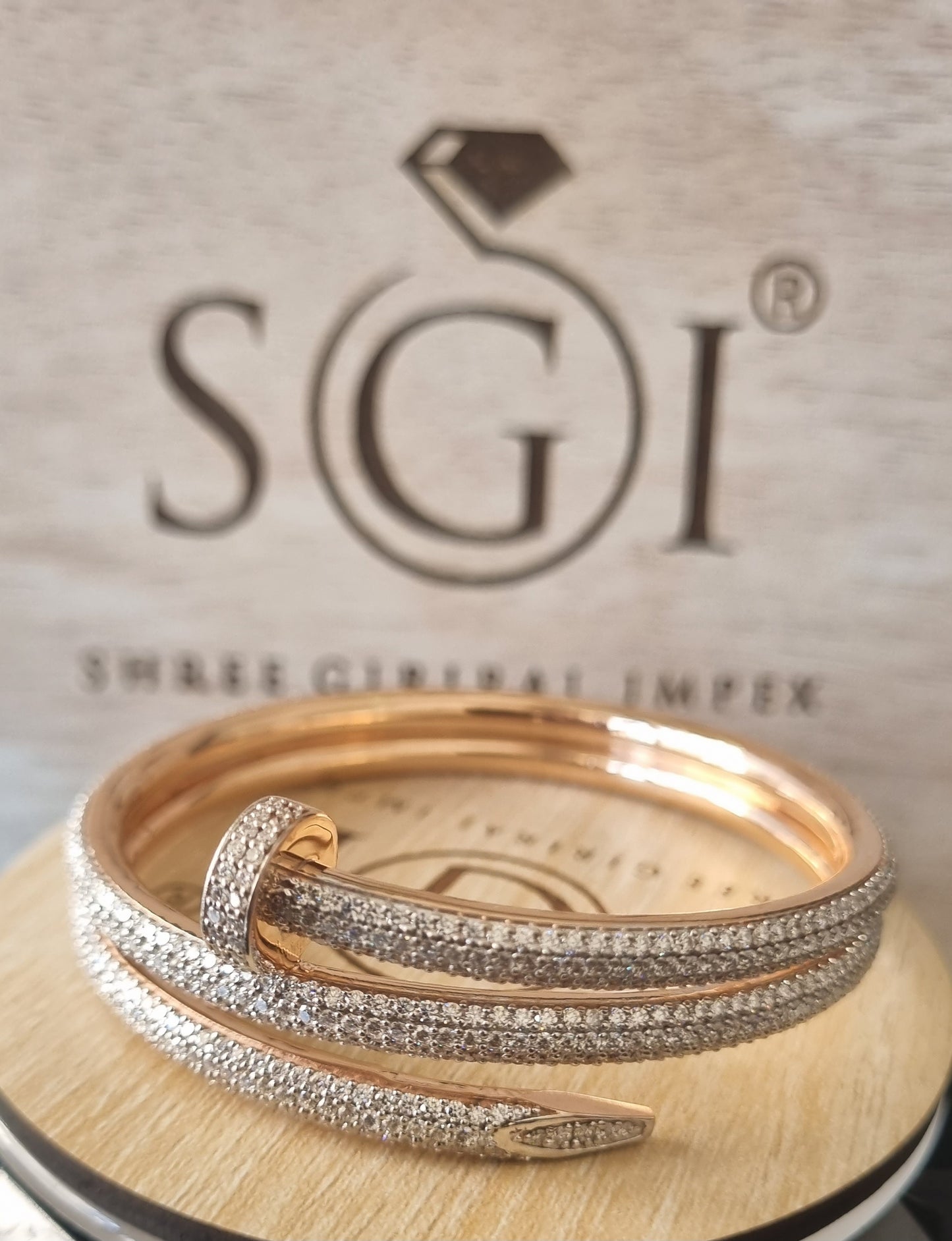 41 gm 14 k Rose Gold Bracelet with 13 ct Round White Moissanite Diamond