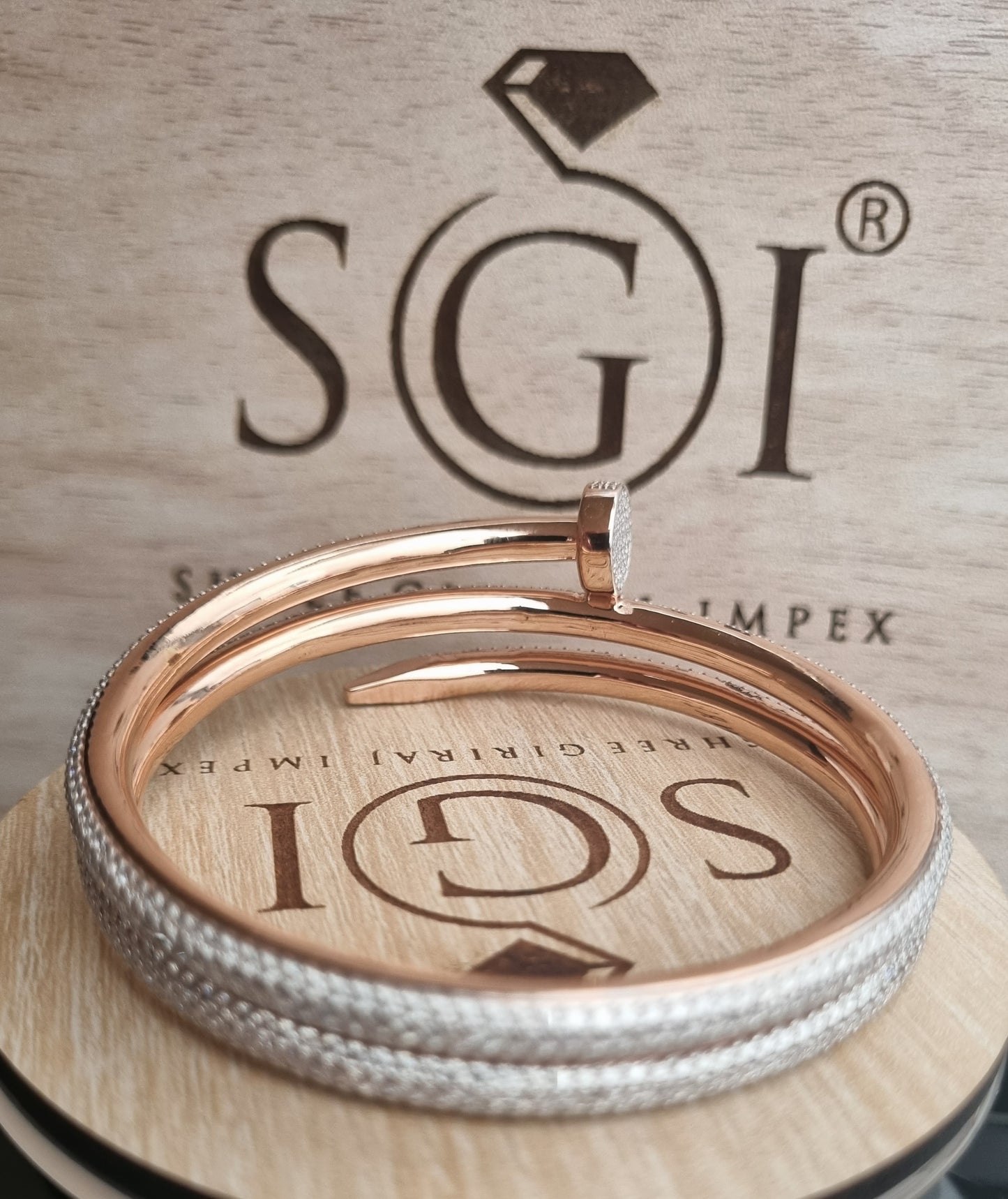 41 gm 14 k Rose Gold Bracelet with 13 ct Round White Moissanite Diamond