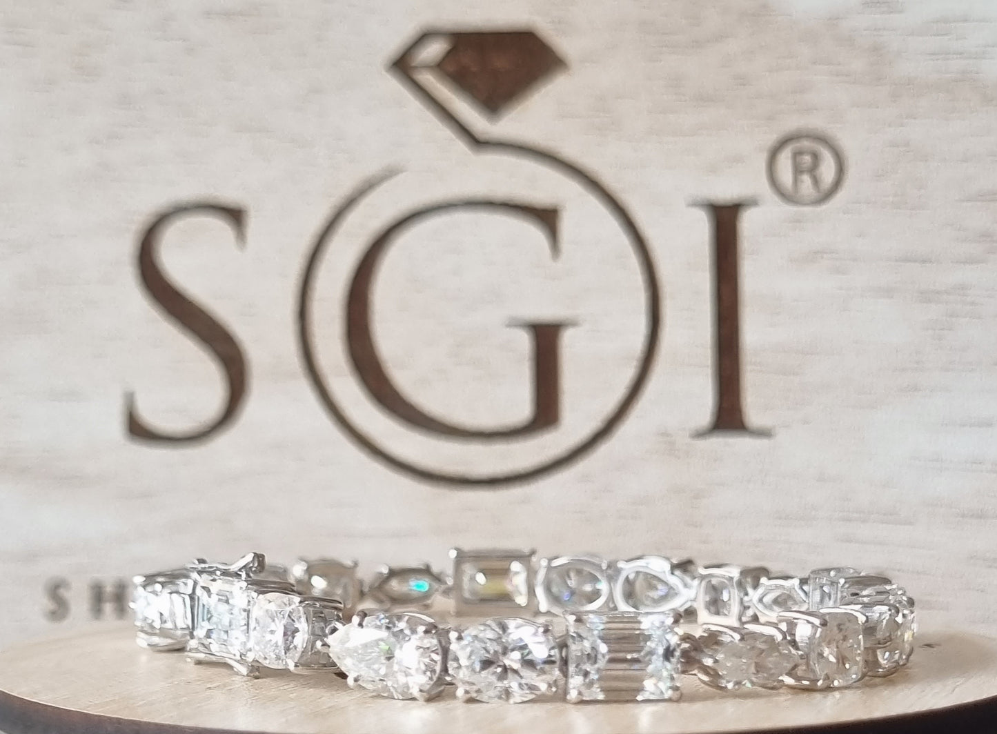 24ct Fancy Shape Moissanite Diamond Solitaire Bracelet With 925 Sterling Silver