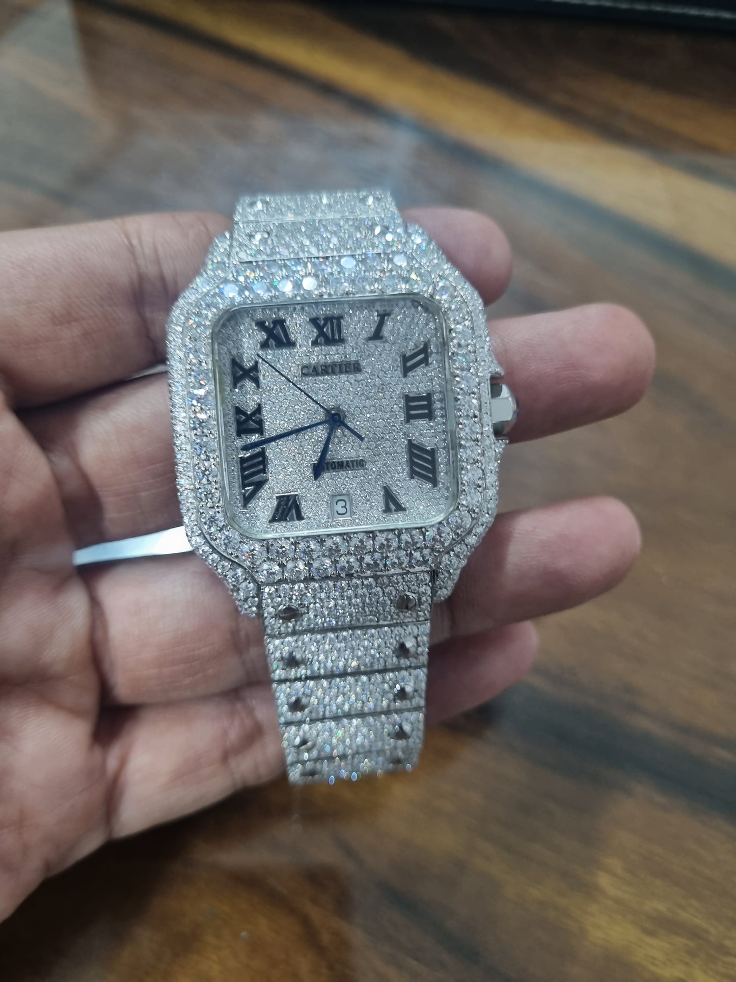 Moissanite Diamond Studed Fully Iced out Black and White watch