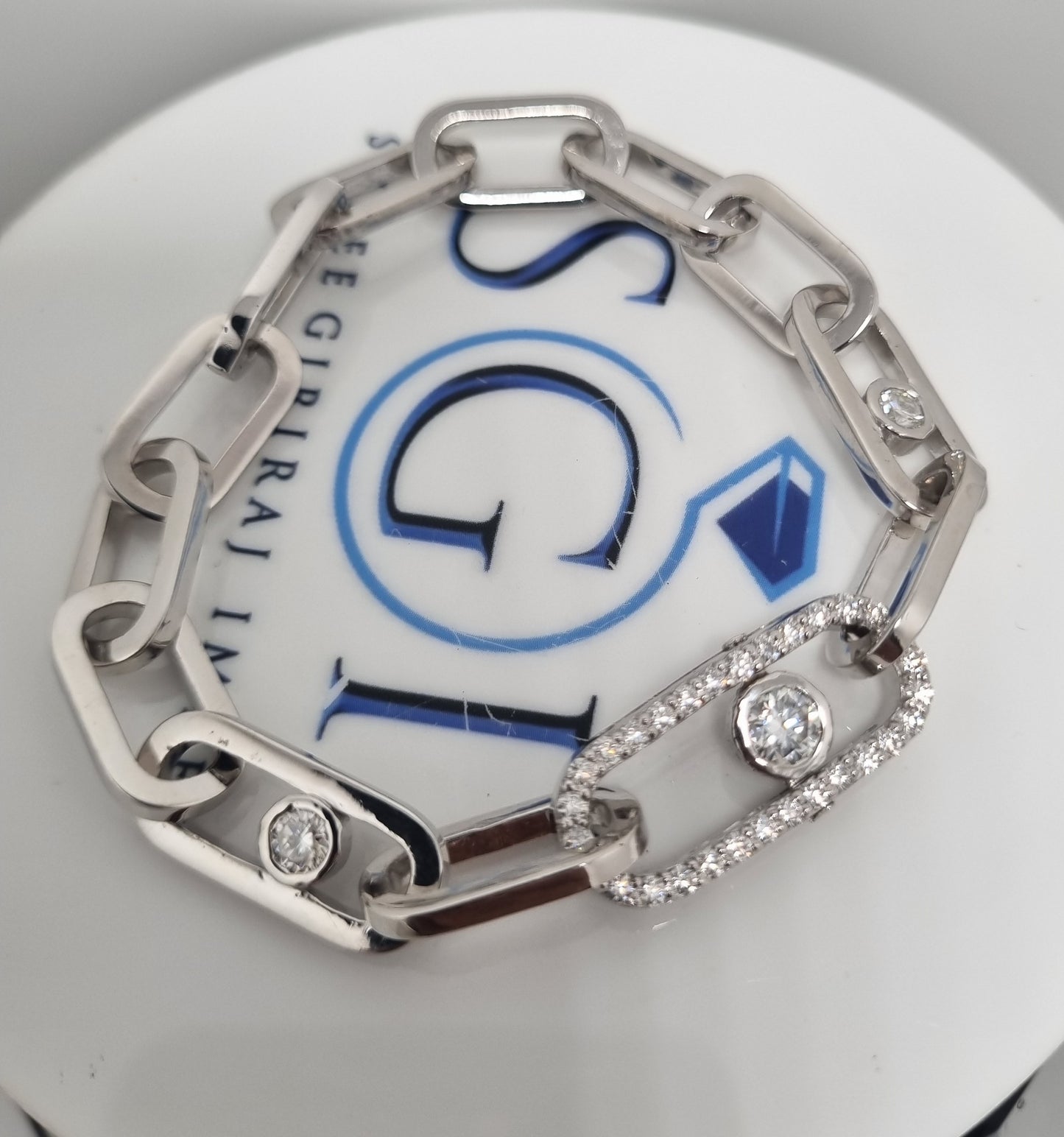 925 Sterling Silver Unisex design Bracelet with 1.8 ctw moissanite diamond