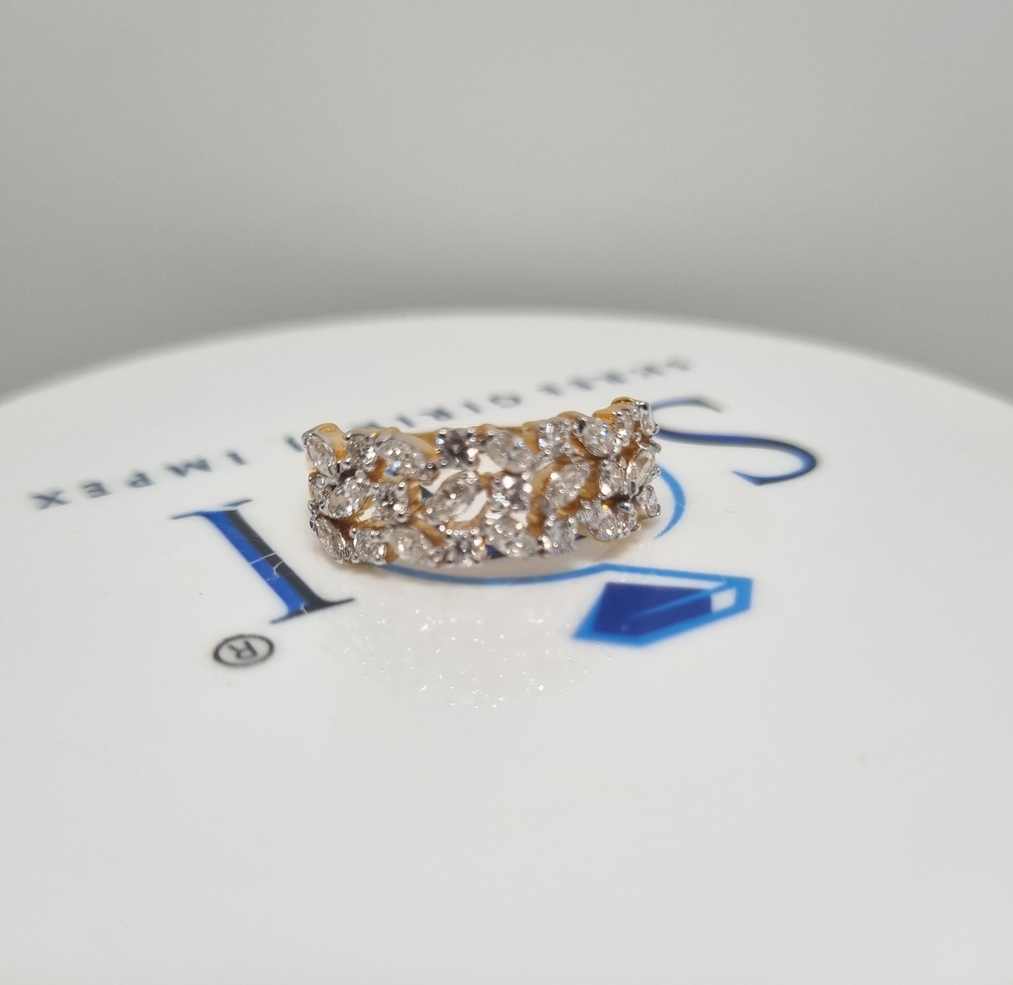 3ctw Fancy and Round Shape White D VVS1 Moissanite Diamond Engagement Ring With 6.5gm 18k Yellow gold