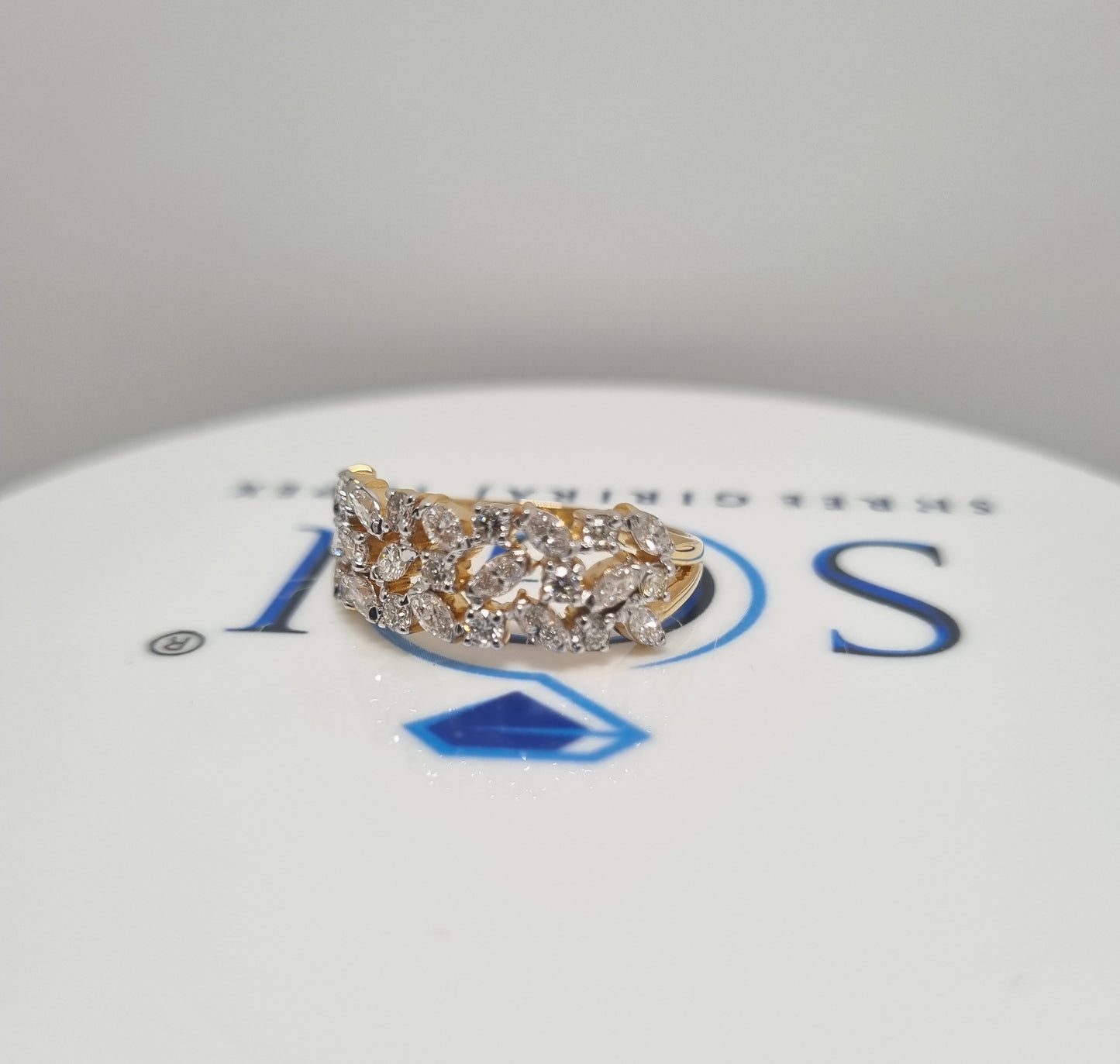 3ctw Fancy and Round Shape White D VVS1 Moissanite Diamond Engagement Ring With 6.5gm 18k Yellow gold