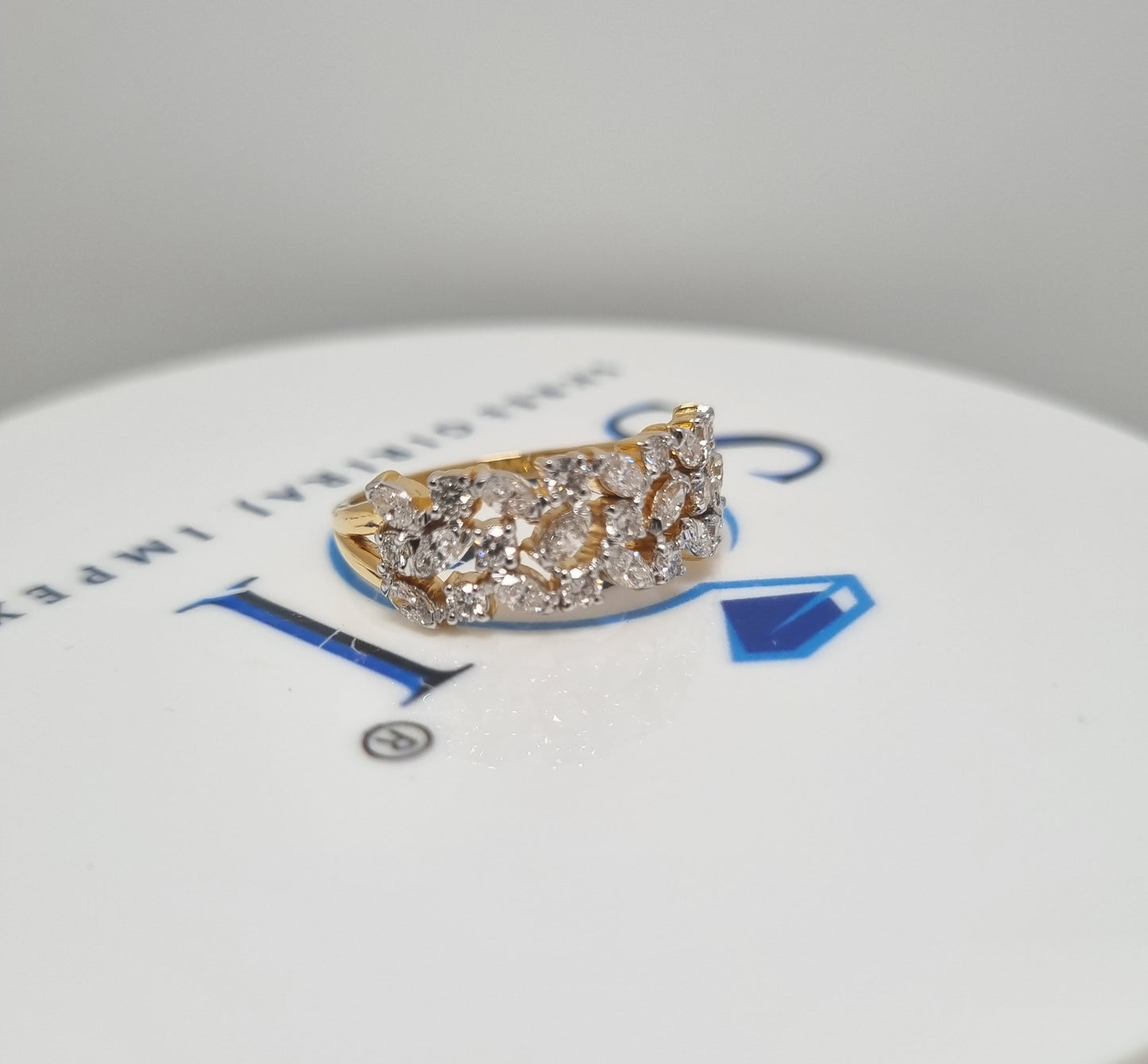3ctw Fancy and Round Shape White D VVS1 Moissanite Diamond Engagement Ring With 6.5gm 18k Yellow gold