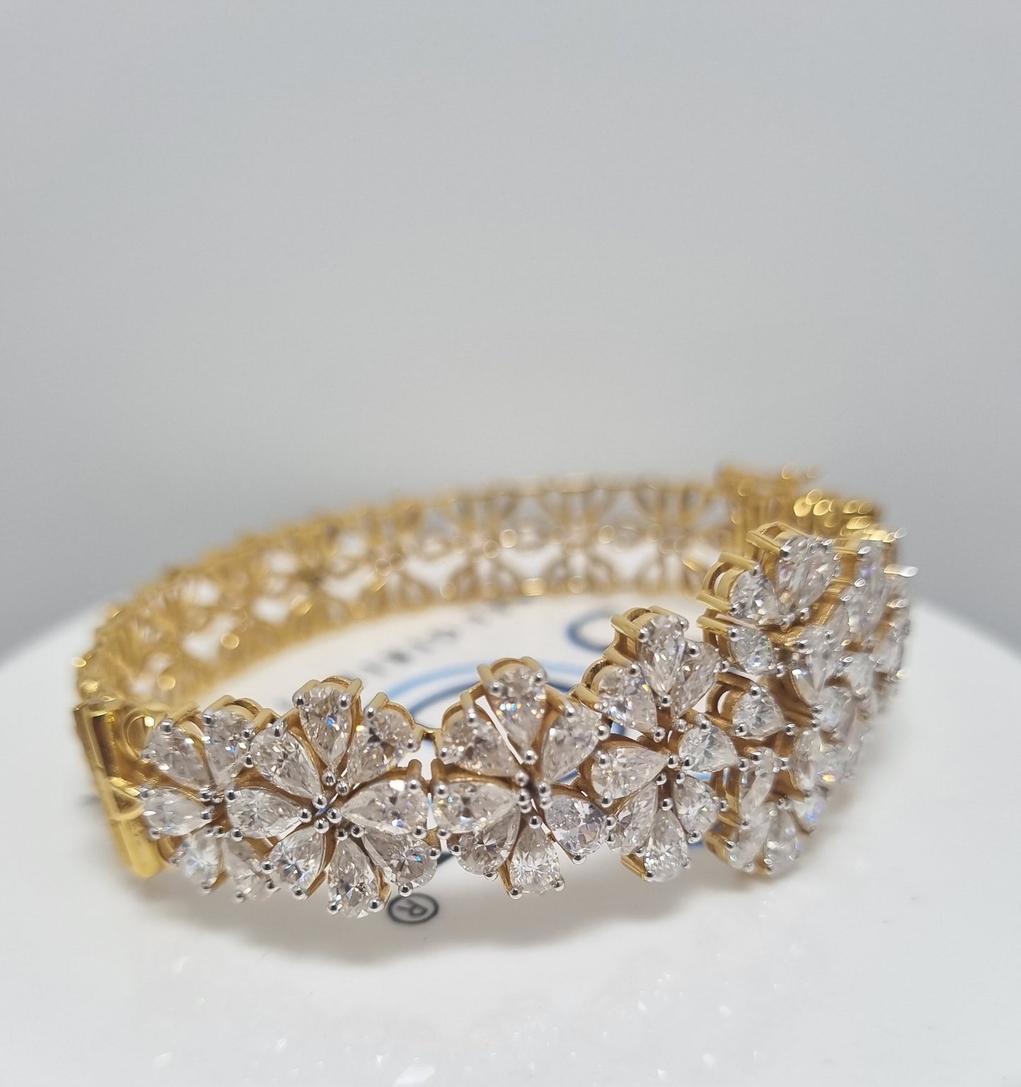 12ctw Fancy Shapes Moissanite Diamond Unique Design Bracelet with 14k Yellow gold
