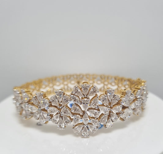 12ctw Fancy Shapes Moissanite Diamond Unique Design Bracelet with 14k Yellow gold