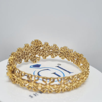 12ctw Fancy Shapes Moissanite Diamond Unique Design Bracelet with 14k Yellow gold