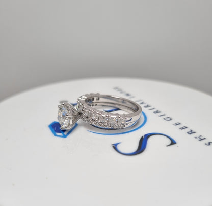 3.5ctw White D vvs1 Moissanite Diamond Engagement Ring set With 925 Sterling Silver