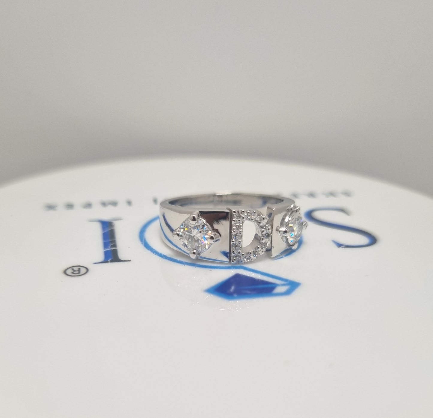 1.5ctw Round White D VVS1 Moissanite Studed Alfabetic 925 Sterling Silver Man's Ring