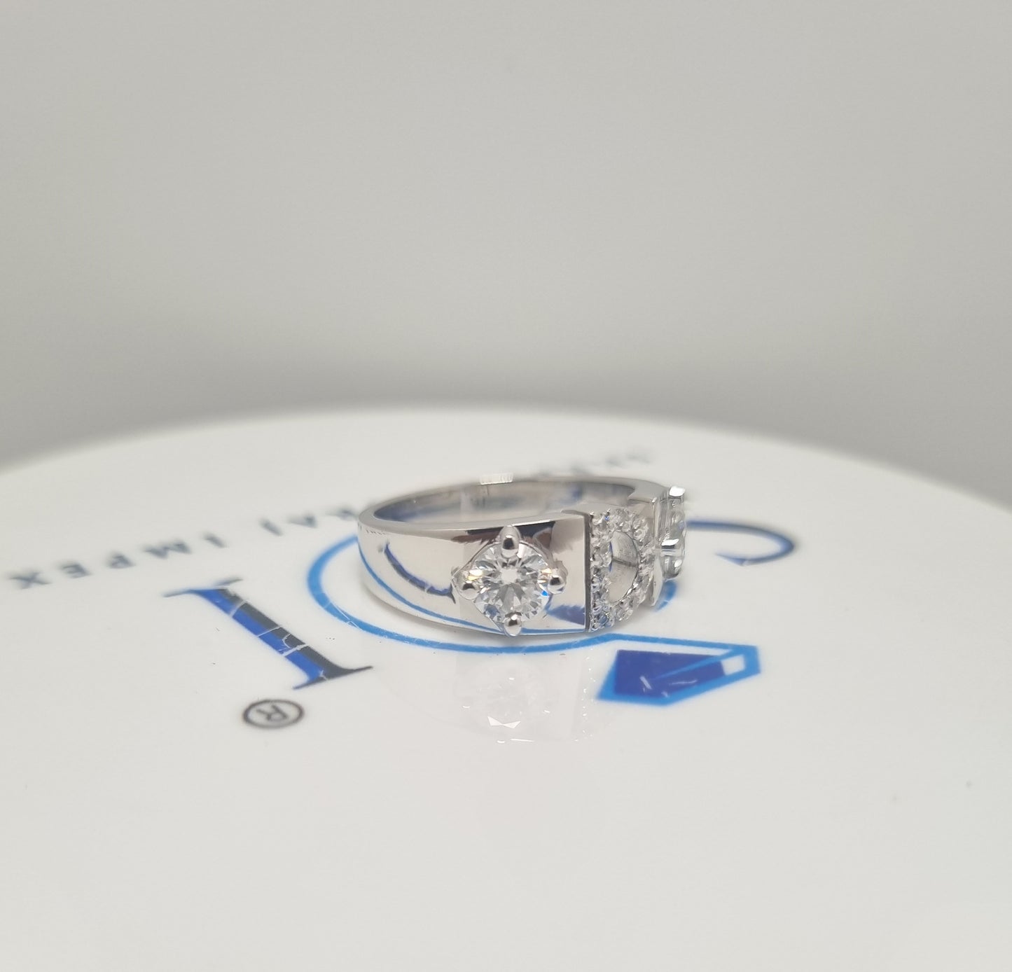 1.5ctw Round White D VVS1 Moissanite Studed Alfabetic 925 Sterling Silver Man's Ring
